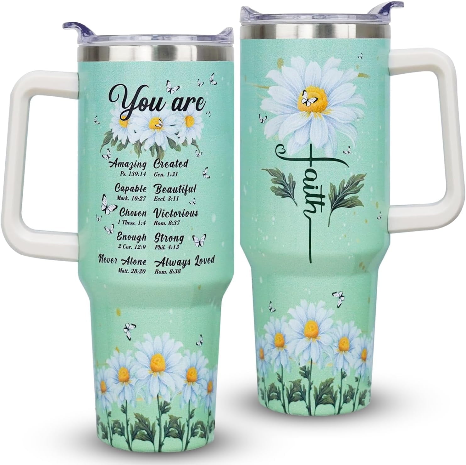 40oz Bee Tumbler With Handle Lid and Straw -Bee gifts - Reusable Stainless Steel Cup
