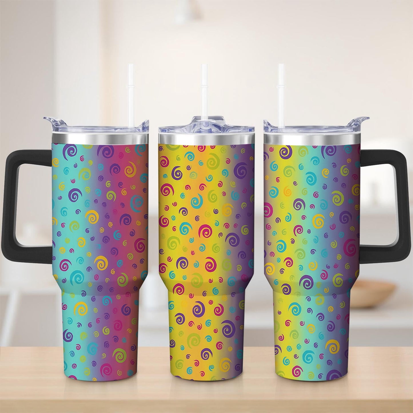 Colorful Spiral Gradient Stainless Steel Tumbler, 30oz - Tumbler