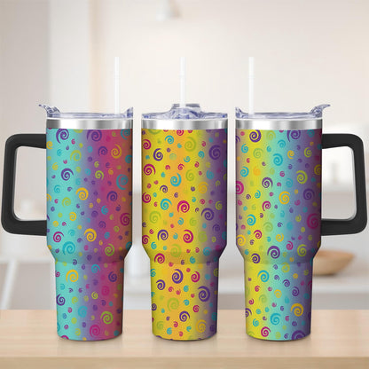 Colorful Spiral Gradient Stainless Steel Tumbler, 30oz - Tumbler