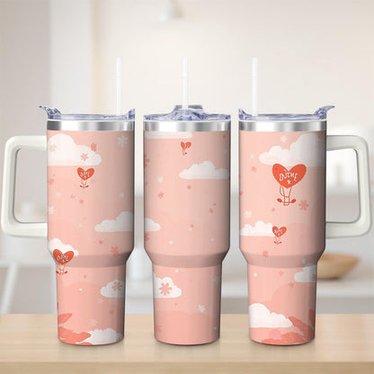 Cute Cloud and Heart Design Stainless Steel Tumbler, 30oz - Tumbler