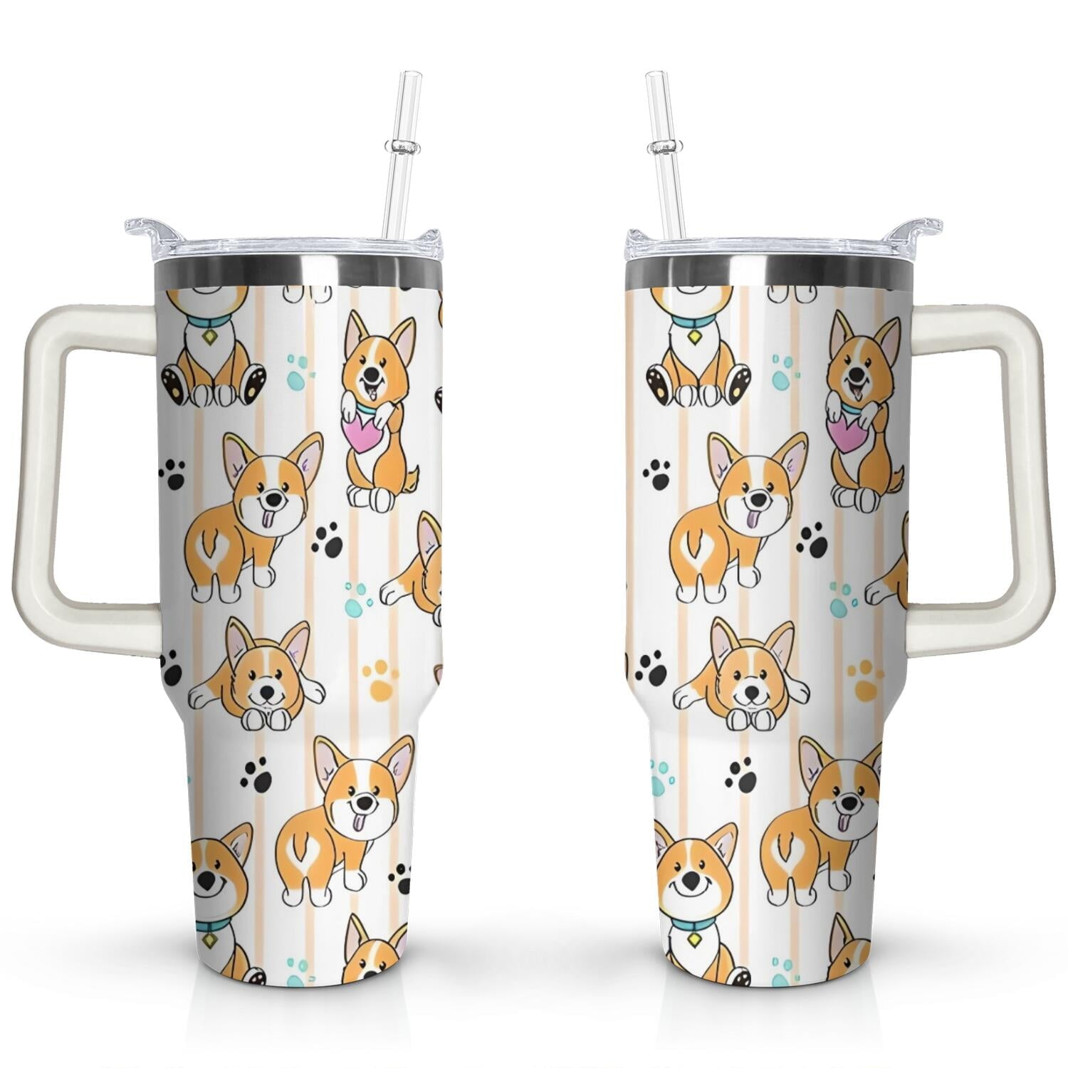 Gift for Dog Lovers Cute Dog Tumbler for Women - 40oz - Insulated Travel Tumbler Cup