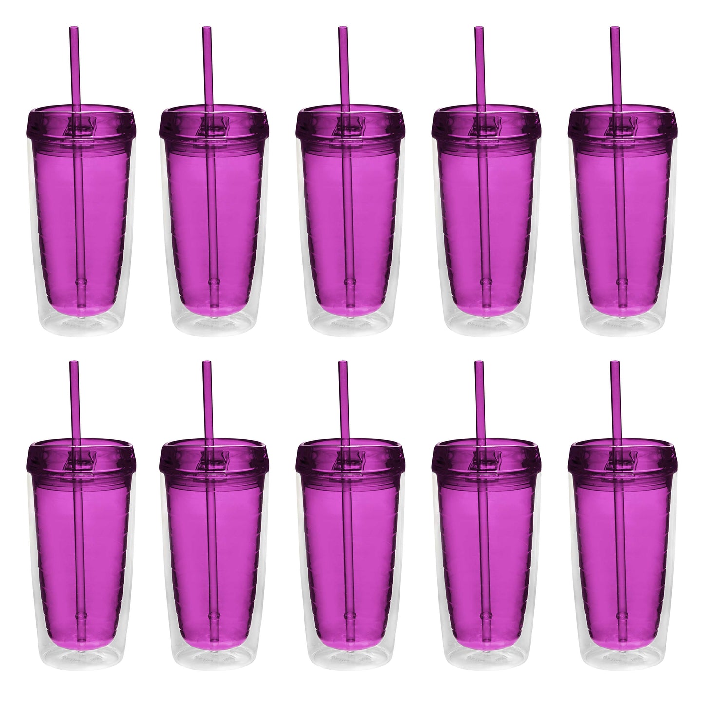 Double Wall Acrylic Tumblers 16 oz. Set of 10, Bulk Pack - BPA Free, Perfect for Iced - Tumbler