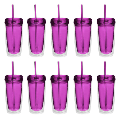 Double Wall Acrylic Tumblers 16 oz. Set of 10, Bulk Pack - BPA Free, Perfect for Iced - Tumbler