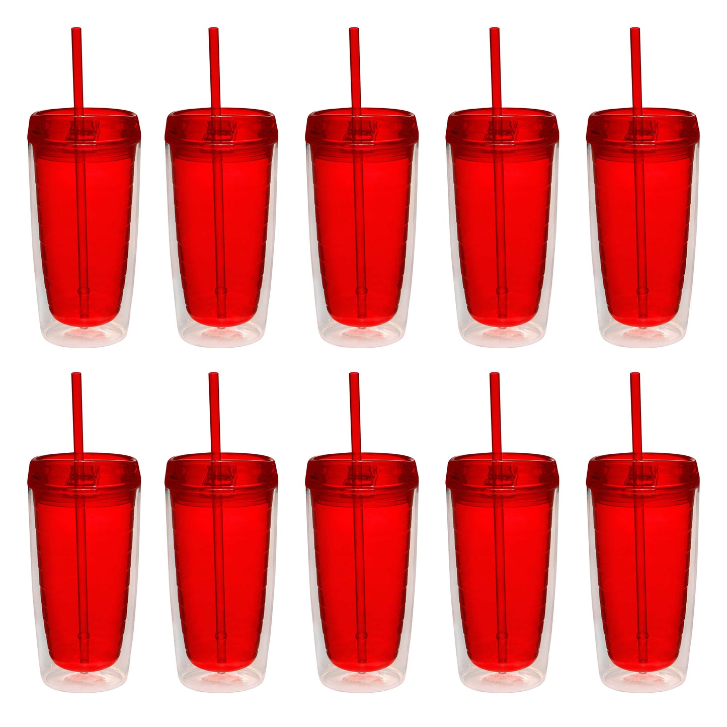 Double Wall Acrylic Tumblers 16 oz. Set of 10, Bulk Pack - BPA Free, Perfect for Iced - Tumbler