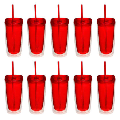 Double Wall Acrylic Tumblers 16 oz. Set of 10, Bulk Pack - BPA Free, Perfect for Iced - Tumbler