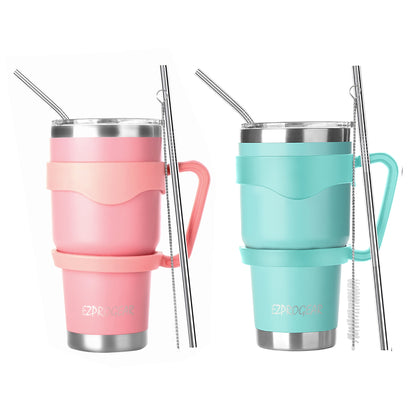 Ezprogear 30 oz 2 Pack Stainless Steel Tumbler Double Wall Travel Cup Vacuum Insulated Coffee Mug with - Tumbler