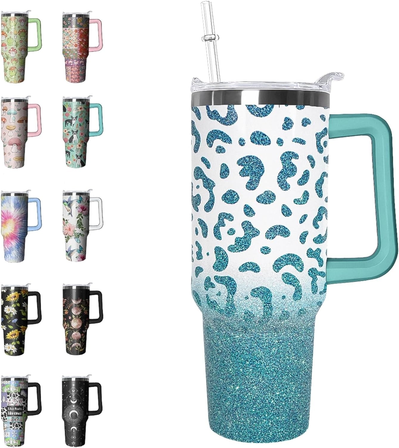 40 oz Tumbler with Handle and Straw Leak Proof Tumbler 40 oz Insulated Cup with Handle Hummingbird - Tumbler