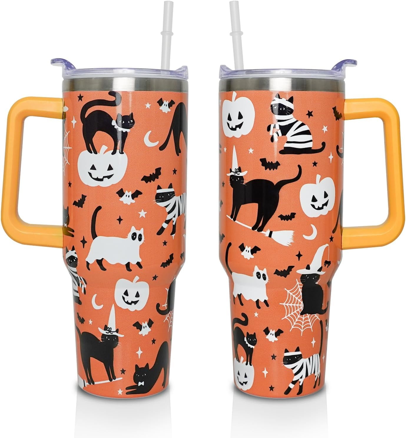 40 Oz Tumbler with Handle and Straw, Cute Stainless Steel Double Walled Vacuum Insulated Cup, Holiday Gifts - Tumbler