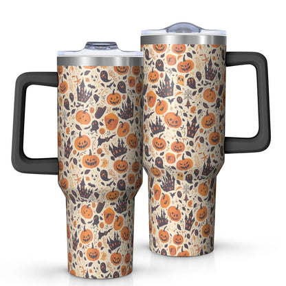 Halloween Style Mega Mug 40oz – Stainless Steel Insulated Tumbler with Handle and Straw, Large Capacity Travel - Tumbler