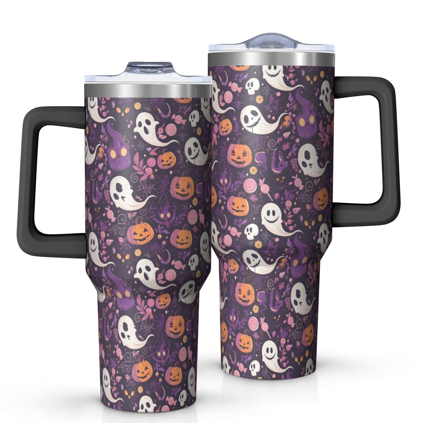 Halloween Style Mega Mug 40oz – Stainless Steel Insulated Tumbler with Handle and Straw, Large Capacity Travel - Tumbler