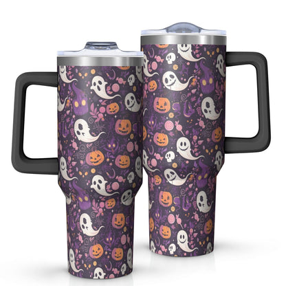 Halloween Style Mega Mug 40oz – Stainless Steel Insulated Tumbler with Handle and Straw, Large Capacity Travel - Tumbler