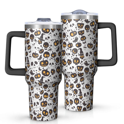 Halloween Style Mega Mug 40oz – Stainless Steel Insulated Tumbler with Handle and Straw, Large Capacity Travel - Tumbler