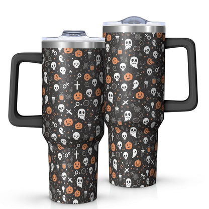Halloween Style Mega Mug 40oz – Stainless Steel Insulated Tumbler with Handle and Straw, Large Capacity Travel - Tumbler