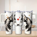 Premium Husky Love Design Stainless Steel Tumbler, 40oz - Insulated Travel Tumbler Cup