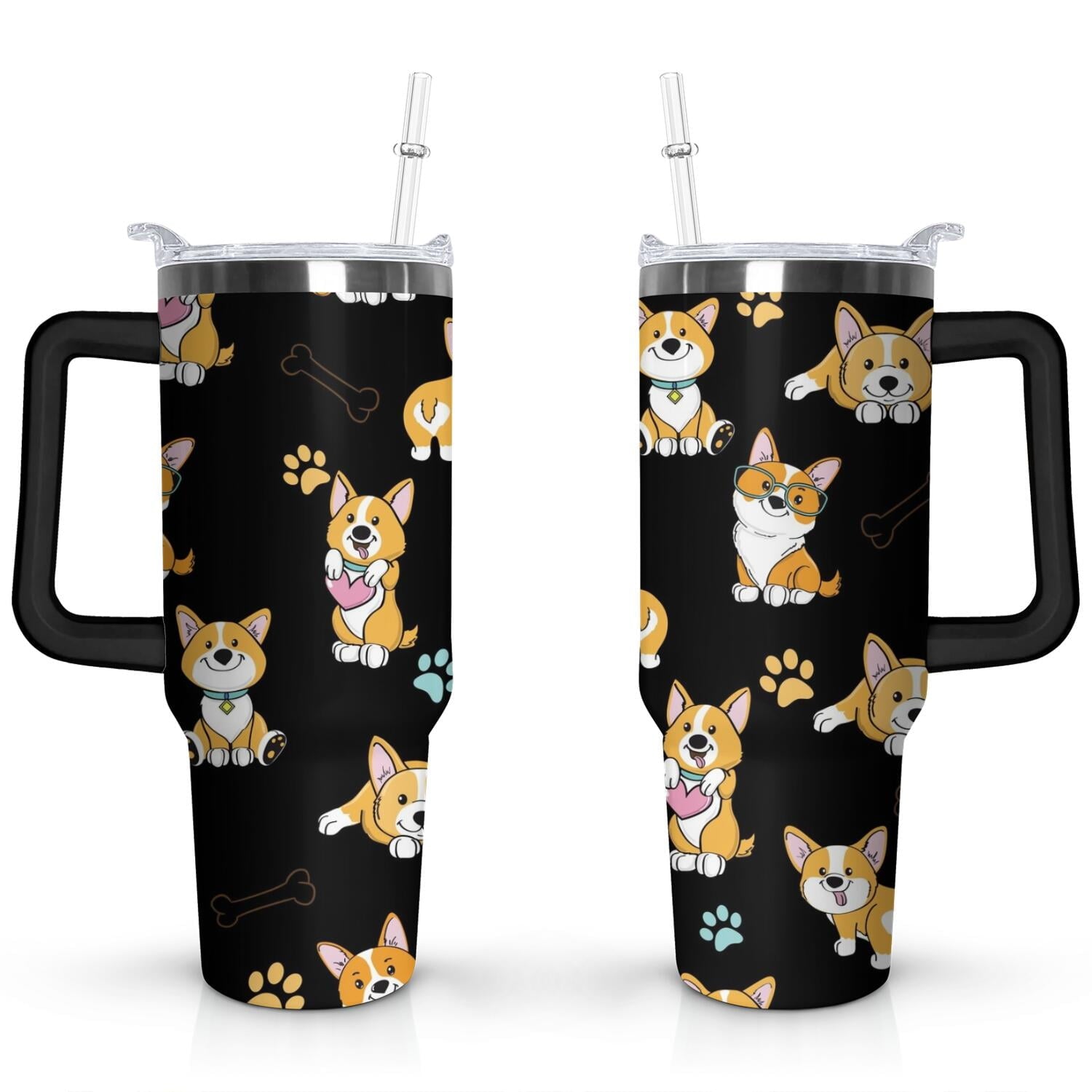 Gift for Dog Lovers Cute Dog Tumbler for Women - 40oz - Insulated Travel Tumbler Cup