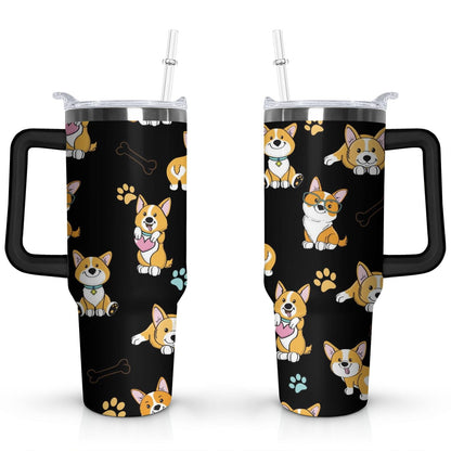 Gift for Dog Lovers Cute Dog Tumbler for Women - 40oz Dog Tumblers with Handle Straw and - Tumbler