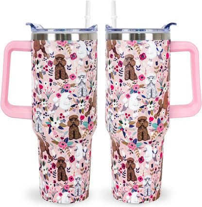 Pitbull Gifts Dog Tumbler Cup for Women Men 40oz Stainless Steel Insulated Travel Mug with Lid and - Tumbler