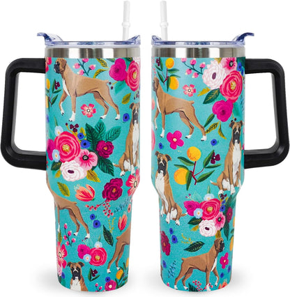 Pitbull Gifts Dog Tumbler Cup for Women Men 40oz Stainless Steel Insulated Travel Mug with Lid and - Tumbler