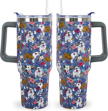 Pitbull Gifts Dog Tumbler Cup for Women Men 40oz Stainless Steel Insulated Travel Mug with Lid and - Tumbler