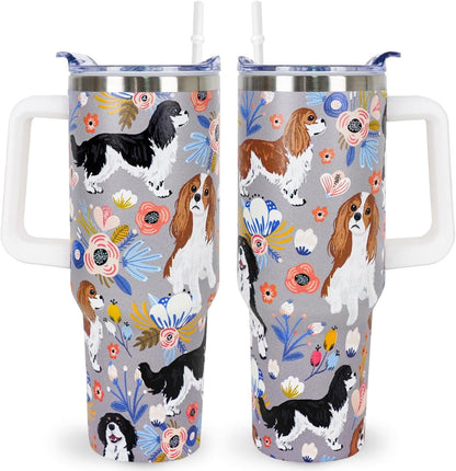Pitbull Gifts Dog Tumbler Cup for Women Men 40oz Stainless Steel Insulated Travel Mug with Lid and - Tumbler