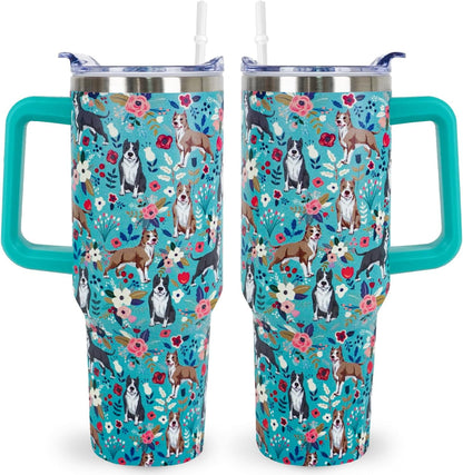 Pitbull Gifts Dog Tumbler Cup for Women Men 40oz Stainless Steel Insulated Travel Mug with Lid and - Tumbler