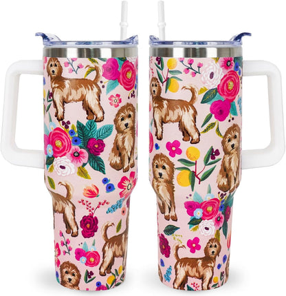 Pitbull Gifts Dog Tumbler Cup for Women Men 40oz Stainless Steel Insulated Travel Mug with Lid and - Tumbler