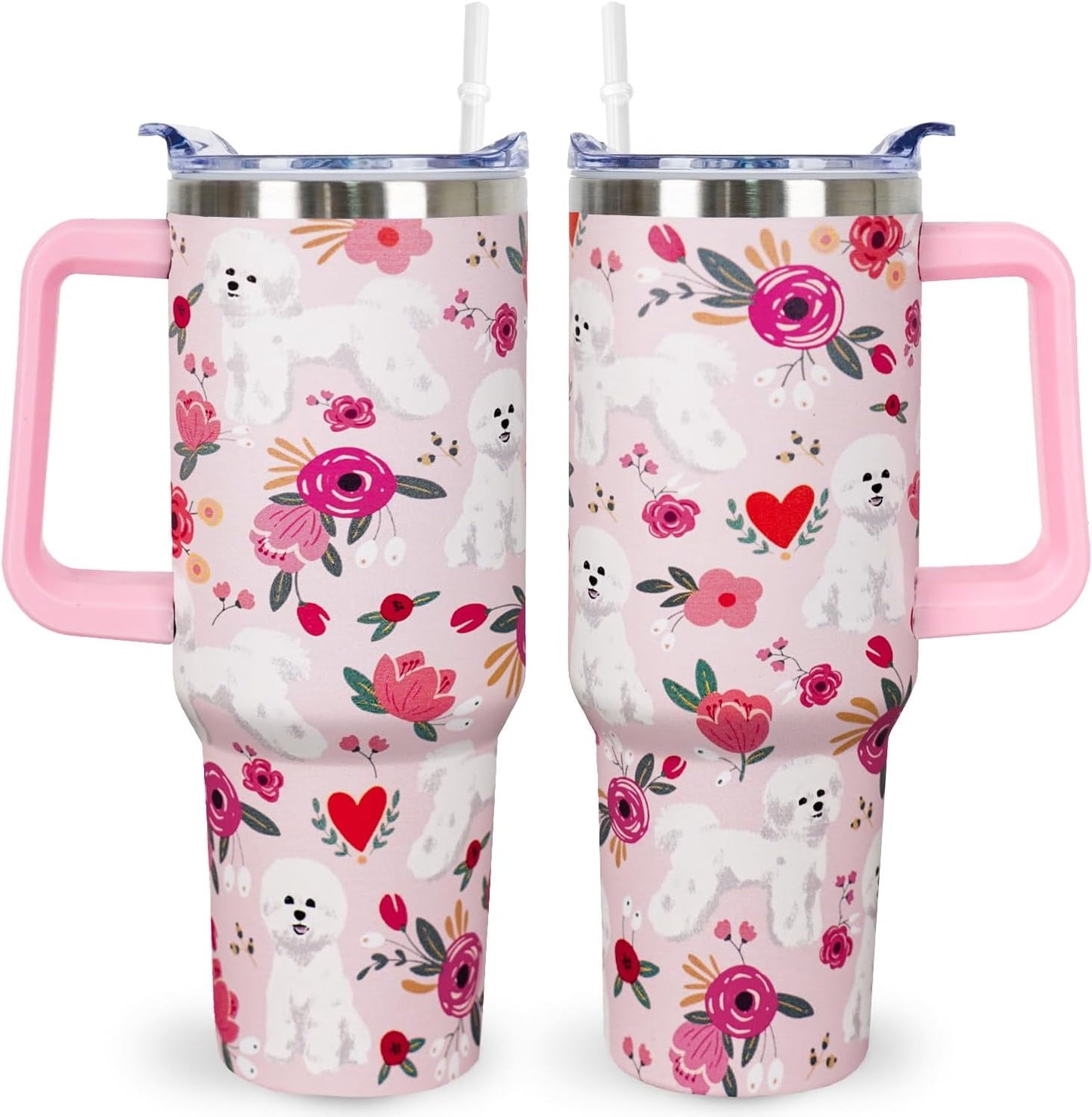 Pitbull Gifts Dog Tumbler Cup for Women Men 40oz Stainless Steel Insulated Travel Mug with Lid and - Tumbler