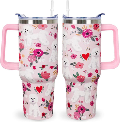 Pitbull Gifts Dog Tumbler Cup for Women Men 40oz Stainless Steel Insulated Travel Mug with Lid and - Tumbler