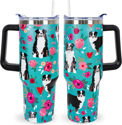Pitbull Gifts Dog Tumbler Cup for Women Men 40oz Stainless Steel Insulated Travel Mug with Lid and - Tumbler