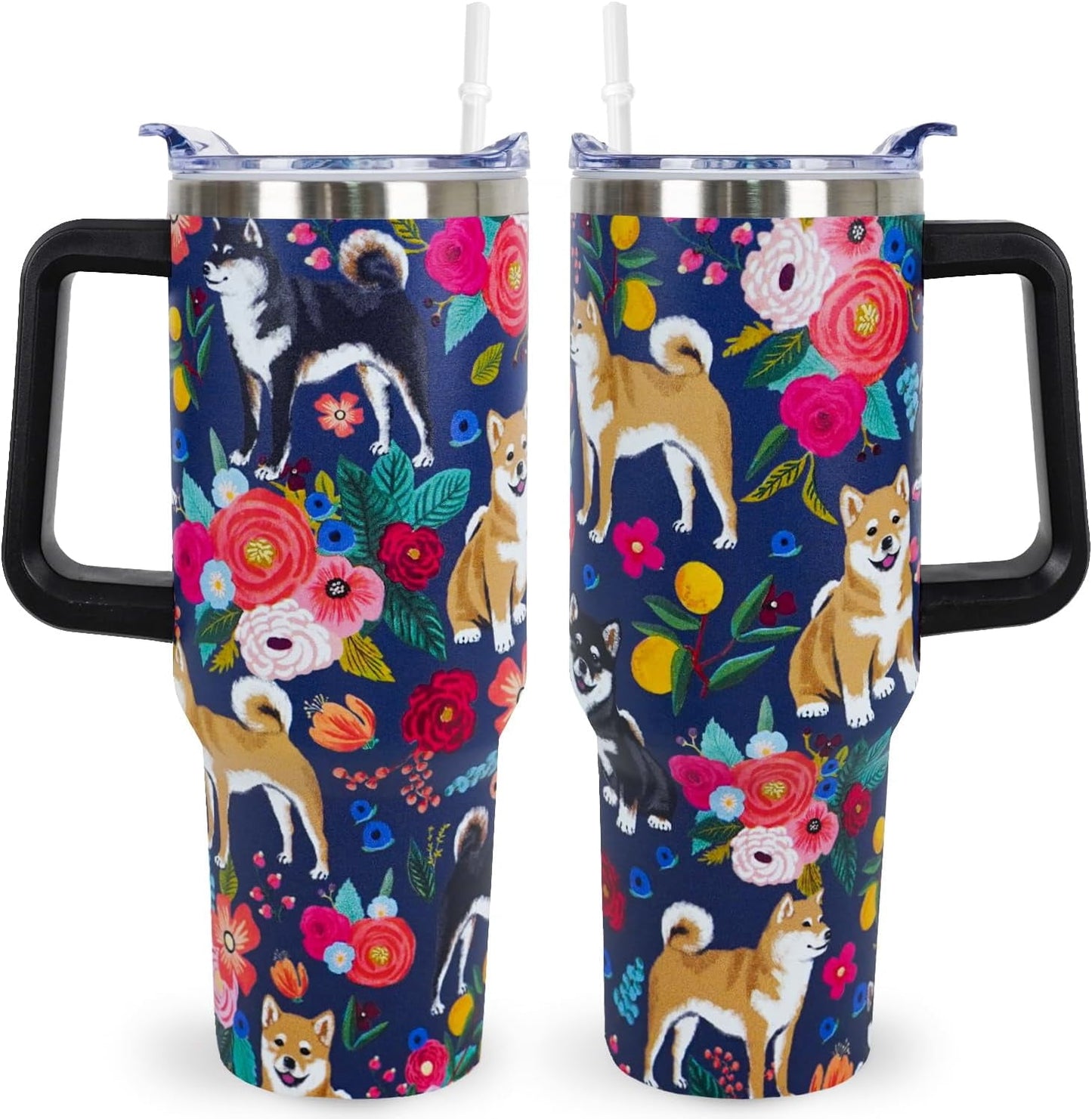 Pitbull Gifts Dog Tumbler Cup for Women Men 40oz Stainless Steel Insulated Travel Mug with Lid and - Tumbler