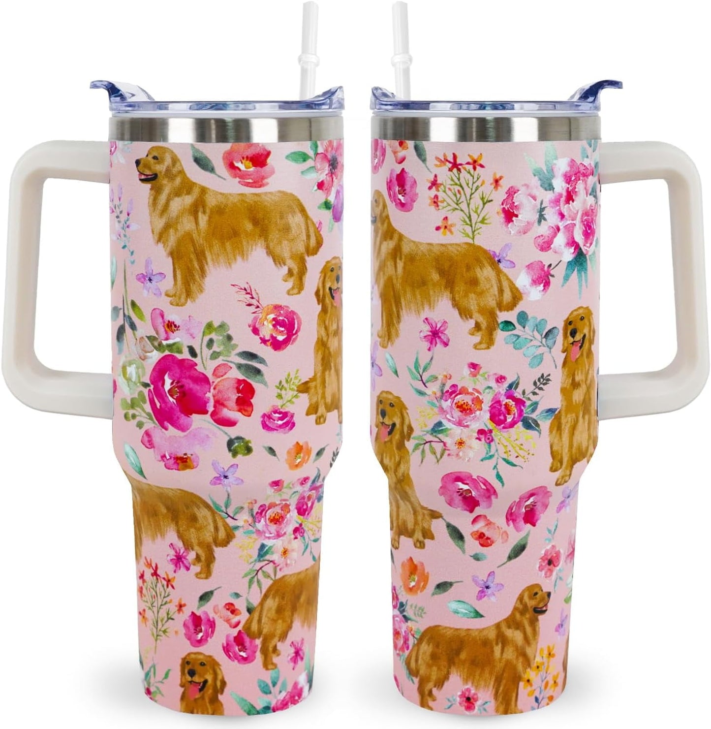 Pitbull Gifts Dog Tumbler Cup for Women Men 40oz Stainless Steel Insulated Travel Mug with Lid and - Tumbler