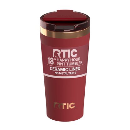 RTIC 18 oz Ceramic Lined Insulated Happy Hour Pint Tumbler, Leak Resistant Lid, Soft-Touch Exterior, Dark Midnight - Tumbler
