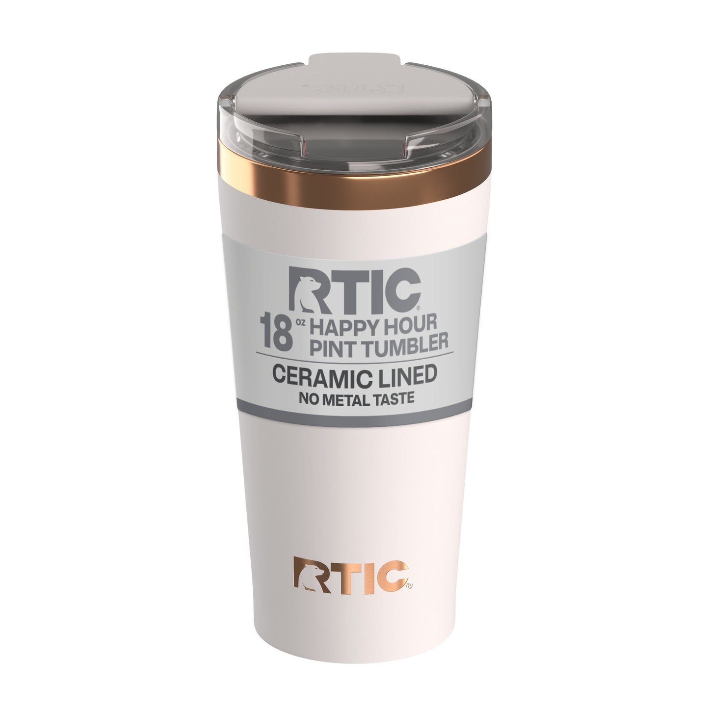RTIC 18 oz Ceramic Lined Insulated Happy Hour Pint Tumbler, Leak Resistant Lid, Soft-Touch Exterior, Dark Midnight - Tumbler