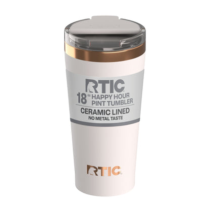 RTIC 18 oz Ceramic Lined Insulated Happy Hour Pint Tumbler, Leak Resistant Lid, Soft-Touch Exterior, Dark Midnight - Tumbler