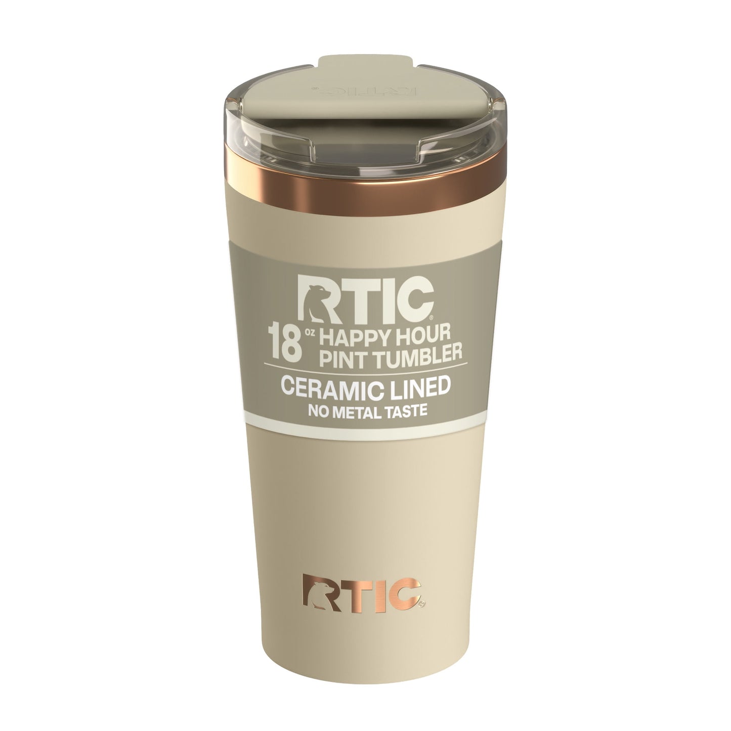 RTIC 18 oz Ceramic Lined Insulated Happy Hour Pint Tumbler, Leak Resistant Lid, Soft-Touch Exterior, Dark Midnight - Tumbler