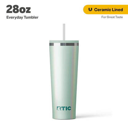 RTIC 28 oz Ceramic Lined Everyday Tumbler, Spill-Resistant Straw Lid, Plum Glitter - Tumbler
