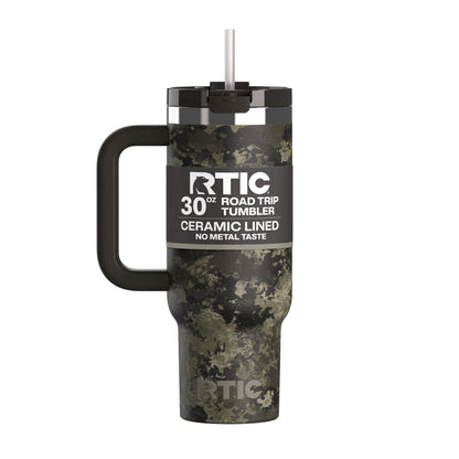 RTIC 30 oz Ceramic Lined Road Trip Tumbler with Handle and Leak-Resistant Straw Lid, Plum - Tumbler