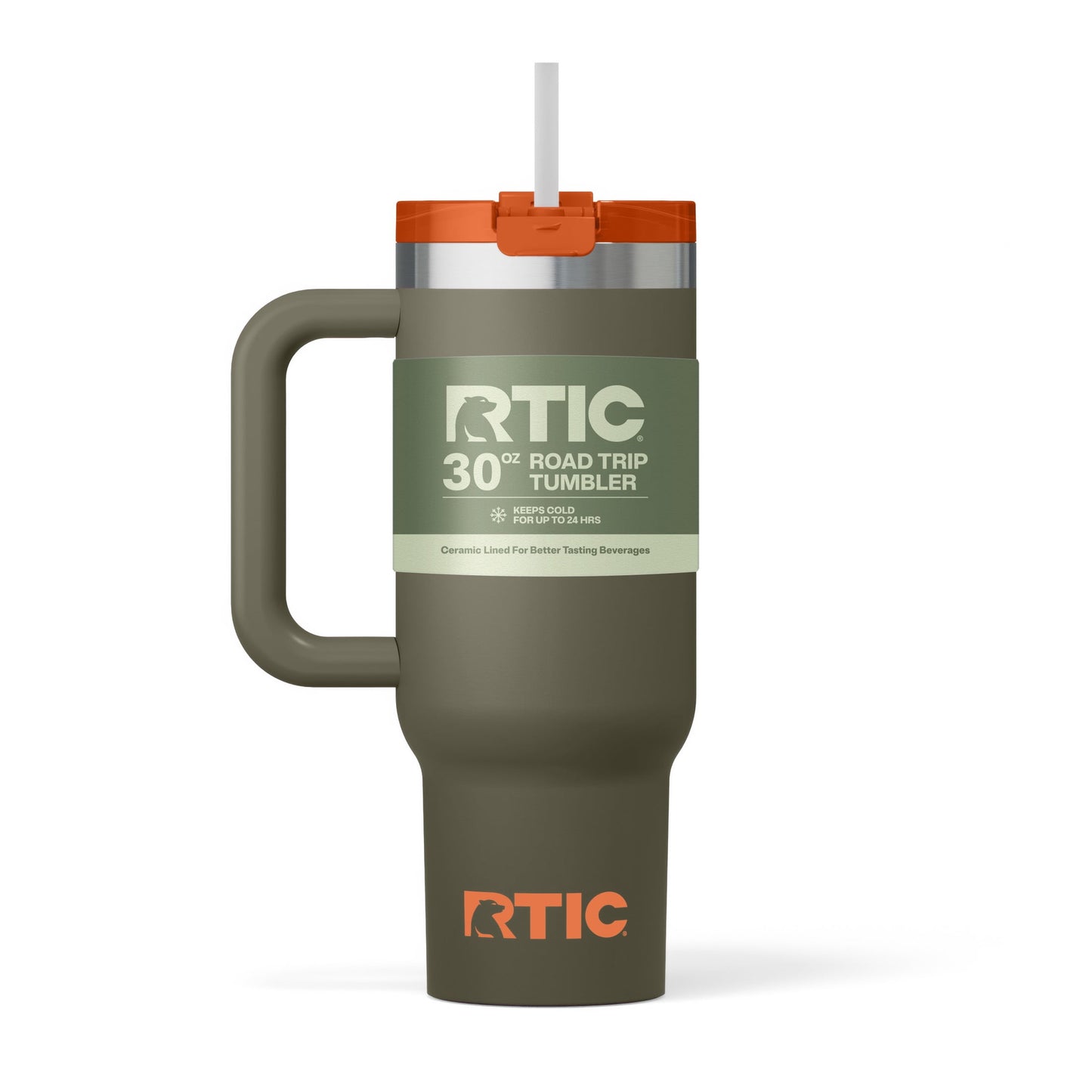 RTIC 30 oz Ceramic Lined Road Trip Tumbler with Handle and Leak-Resistant Straw Lid, Plum - Tumbler
