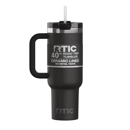 RTIC 40 oz Ceramic Lined Road Trip Tumbler with Handle and Leak-Resistant Straw Lid, Beach - Tumbler