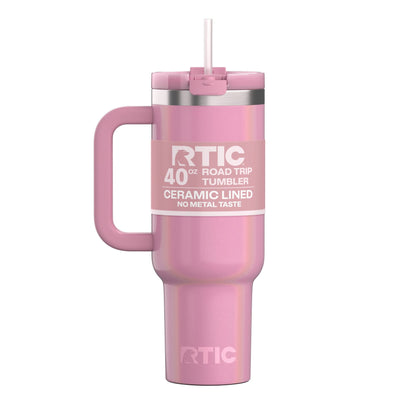RTIC 40 oz Ceramic Lined Road Trip Tumbler with Handle and Leak-Resistant Straw Lid, Beach - Tumbler