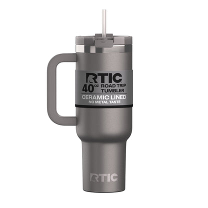 RTIC 40 oz Ceramic Lined Road Trip Tumbler with Handle and Leak-Resistant Straw Lid, Beach - Tumbler