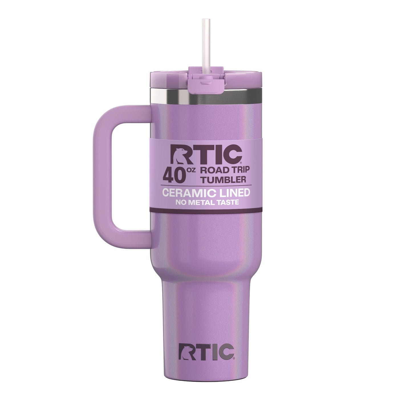 RTIC 40 oz Ceramic Lined Road Trip Tumbler with Handle and Leak-Resistant Straw Lid, Beach - Tumbler