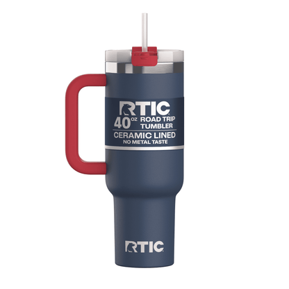 RTIC 40 oz Ceramic Lined Road Trip Tumbler with Handle and Leak-Resistant Straw Lid, Beach - Tumbler