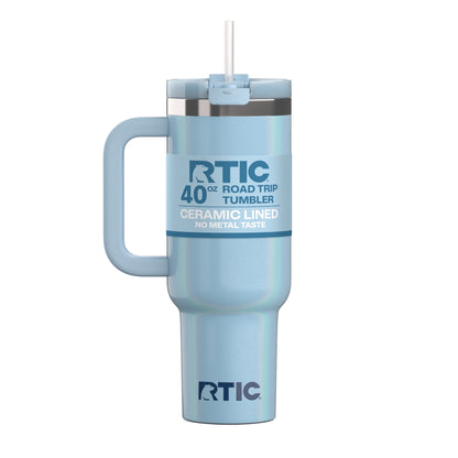 RTIC 40 oz Ceramic Lined Road Trip Tumbler with Handle and Leak-Resistant Straw Lid, Beach - Tumbler