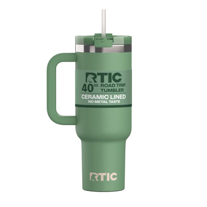 RTIC 40 oz Ceramic Lined Road Trip Tumbler with Handle and Leak-Resistant Straw Lid, Beach - Tumbler