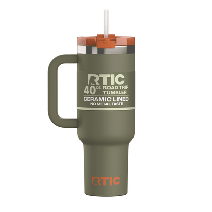 RTIC 40 oz Ceramic Lined Road Trip Tumbler with Handle and Leak-Resistant Straw Lid, Beach - Tumbler
