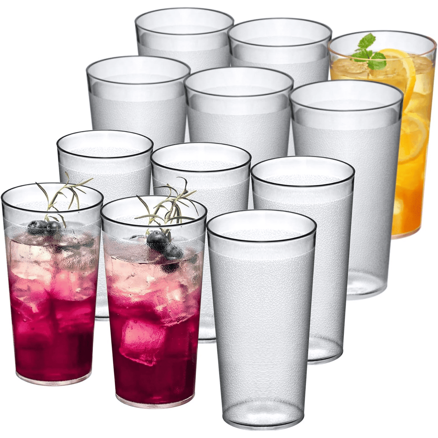 Ruseen 12 Piece Unbreakable Plastic Tumblers Drinkware Bpa Free Reusable Plastic Drinking Glasses For Home Outdoors Stackable - Tumbler