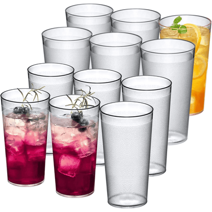 Ruseen 12 Piece Unbreakable Plastic Tumblers Drinkware Bpa Free Reusable Plastic Drinking Glasses For Home Outdoors Stackable - Tumbler