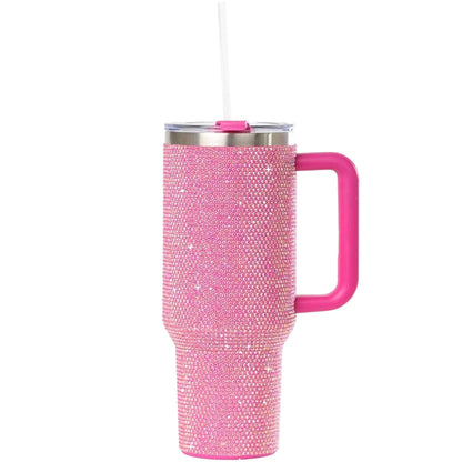 STP GOODS Stainless Steel Rhinestone Insulated Tumbler with Handle Lid and Straw 40 fl oz (1200 ml) - Tumbler