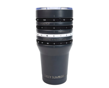 Tally Tumbler Golf Fairway Steel Gray 30oz Scorekeeping Insulated Drinking Tumbler